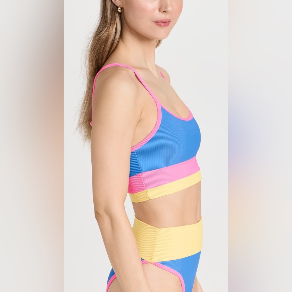 Beach Riot Blue, Pink & Yellow Ribbed Bikini Set - Picture 3 of 8